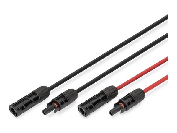 DIGITUS - Solkabelförlängning - MC4 (P) till MC4 (R) - IP65/IP68/IP67 - 1500 V - 30 A - 3 m - halogenfri, inomhus/utomhus - svart, röd (paket om 2)
