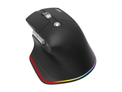 Acer Easy Fit - Mus - ergonomisk - optisk LED - 6 knapper - trådløs - 2.4 GHz, Bluetooth 5.0 - USB trådløs mottaker - svart