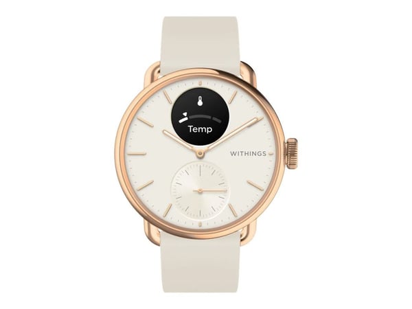 Withings ScanWatch 2 - 38 mm - rustfritt stål - hybridsmartur med bånd - fluorelastomer - håndleddstørrelse: 146-211 mm - monokrom - Bluetooth - 34...