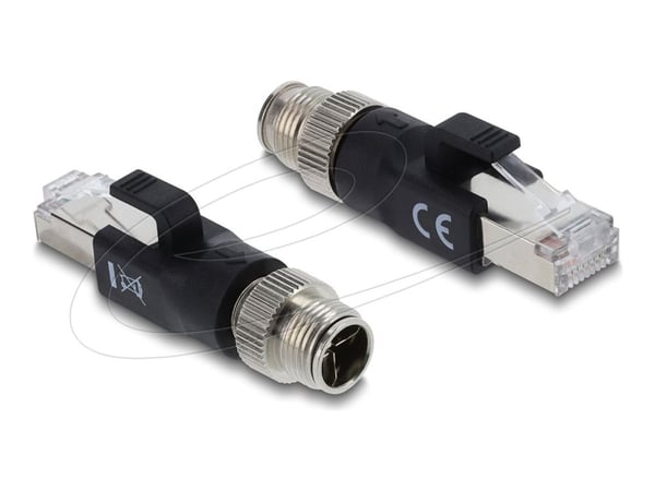 Delock - Nettverksadapter - 8 pin M12-X (hann) til RJ-45 (hann) - CAT 6 - X-kodet, uten hindringer - svart