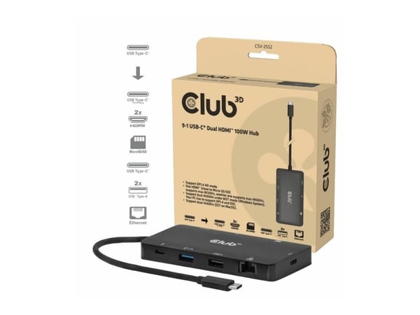 Club 3D - Dokkingstasjon - for skrivebord, bærbar - USB-C - HDMI - 1GbE