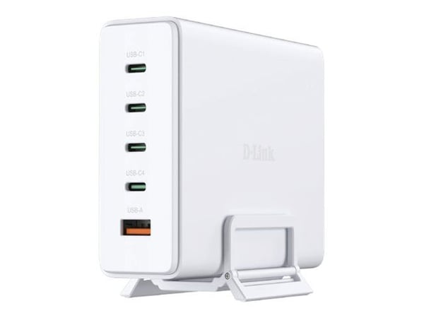 D-Link DCF-241 - Strømadapter - GaN + AC-strømadapter - 240 watt - 5 A - Power Delivery 3.1, QC 4.0 - 5 utgangskontakter (4 x USB-C, USB-type A) - ...
