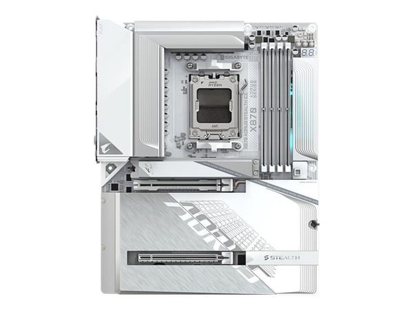 AORUS X870 STEALTH ICE - Hovedkort - ATX - Socket AM5 - AMD X870 Chipset - USB-C 3.2 Gen 2x2, USB 3.2 Gen 2, USB 3.2 Gen 1 - Wi-Fi 7, Bluetooth, 5 ...