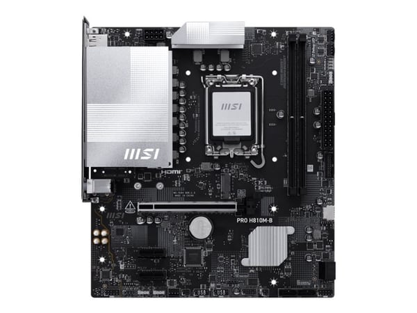 MSI PRO H810M-B - Hovedkort - micro ATX - LGA1851-sokkel - H810 Chipset - USB 3.2 Gen 1, USB-C 3.2 Gen2 - 2.5 Gigabit LAN - innbygd grafikk (CPU kr...