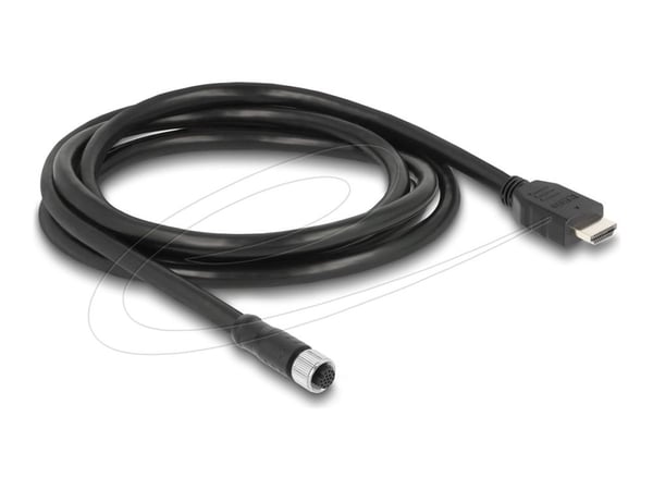 Delock M12-kaapeli A-koodattu 17-nastainen naaras HDMI-uros 2 m musta