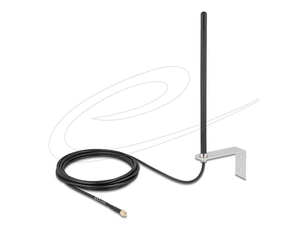 Delock - Antenne - 5G, LTE, SMA-plugg, festet med tilkoblingskabel RG-174, 3 m - Smart Home - 3 - 5 dBi - rundtstrålende - utendørs, kan monteres p...