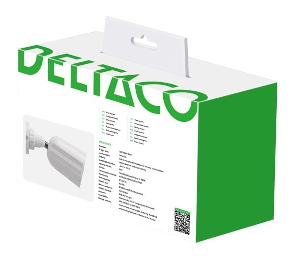 Deltaco SH-IPC17, IP-sikkerhetskamera, Utendørs, Ledning & Trådløs, Vegg, Hvit, Kule (form)