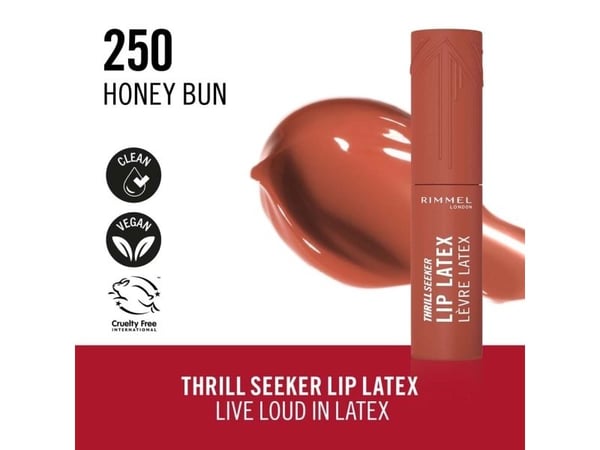 RIMMEL Thrill Seeker Lip Latex läppstift 250 Honey Bun 6 ml
