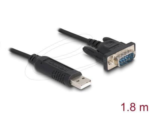 Delock - Seriell kabel - USB (hann) til DB-9 (hann) - 1.8 m - tommelskruer - svart