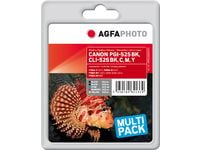 AgfaPhoto - 5-pack - svart, gul, cyan, magenta - kompatibel - blekkpatron (alternativ for: Canon CLI-526BK, Canon CLI-526C, Canon CLI-526M, Canon C...
