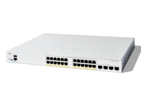 Cisco Catalyst 1200-24FP-4G - kytkin - L3 - älykäs - 24 x 10/100/1000 (PoE+) + 4 x Gigabit Ethernet SFP - telineasennettava - PoE+ (375 W) - Uudell...