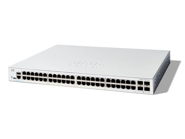 Cisco Catalyst 1200-48T-4X - Switch - L3 - smart - 48 x 10/100/1000Base-T + 4 x 10 Gigabit SFP+ - rackmonterbar - gjenfabrikert