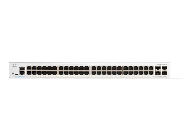 Cisco Catalyst 1200-48T-4X - Switch - L3 - smart - 48 x 10/100/1000Base-T + 4 x 10 Gigabit SFP+ - rackmonterbar - gjenfabrikert