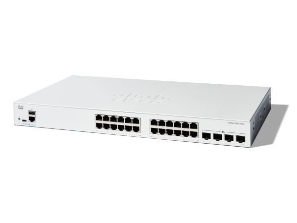 Cisco Catalyst 1200-24T-4X - Switch - L3 - smart - 24 x 10/100/1000 + 4 x 10Gb Ethernet SFP+ - rackmonterbar - gjenfabrikert