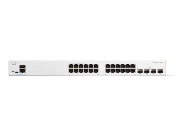 Cisco Catalyst 1200-24T-4X - Switch - L3 - smart - 24 x 10/100/1000 + 4 x 10Gb Ethernet SFP+ - rackmonterbar - gjenfabrikert