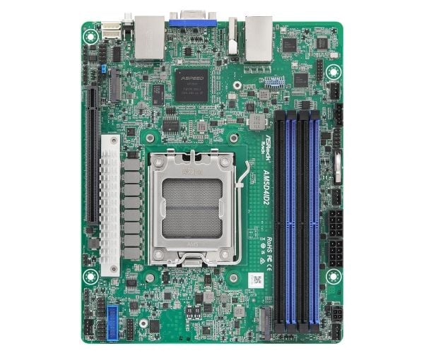 Asrock AM5D4ID2, AMD, AM5-sockel, AMD EPYC 4004, AMD Ryzen 7000 Series, AMD Ryzen 8000 Series, AMD Ryzen 9000 Series, DDR5-SDRAM, 48 GB, DIMM