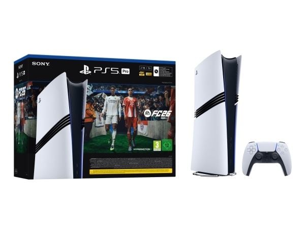 Sony PlayStation 5 Pro + EA Sports FC 26 Bundle, PlayStation 5 Pro, Svart, Vit, GDDR6, AMD, AMD Radeon, 120 hz