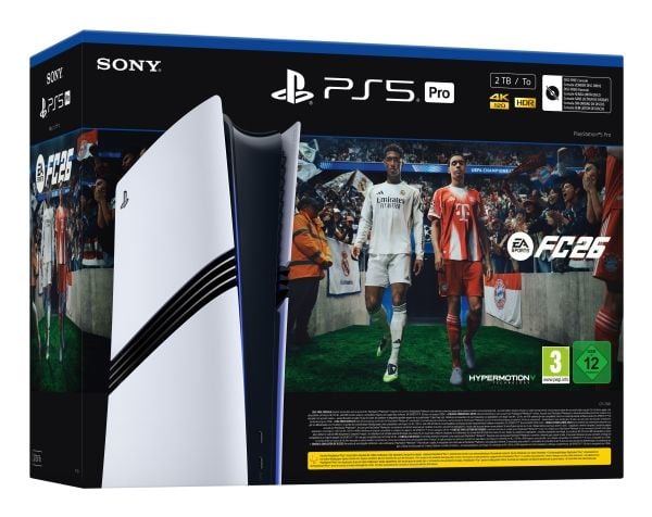 Sony PlayStation 5 Pro + EA Sports FC 26 Bundle, PlayStation 5 Pro, musta, Valkoinen, GDDR6, AMD, AMD Radeon, 120 Hz