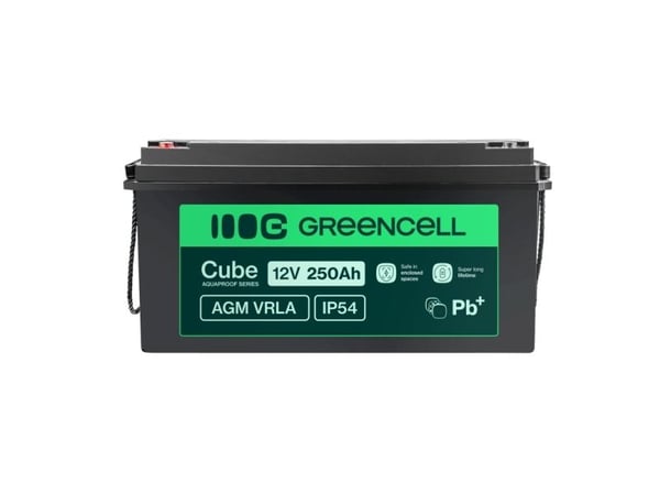 Green Cell AGM12V250AH-J, Forseglet blysyre (VRLA), 12 V, 1 stykker, Sort, 250 Ah, 5 år