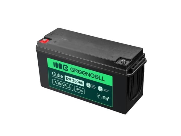 Green Cell AGM12V250AH-J, Forseglet blysyre (VRLA), 12 V, 1 stykker, Sort, 250 Ah, 5 år