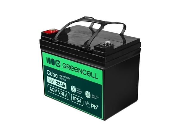 Green Cell AGM12V33AH-J, Forseglet blysyre (VRLA), 12 V, 1 stykker, Sort, 33 Ah, 5 år