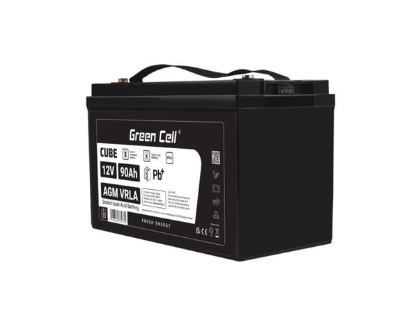 Green Cell AGM12V90AH-J, Forseglet blysyre (VRLA), 12 V, 1 stykker, Sort, 90 Ah, 5 år