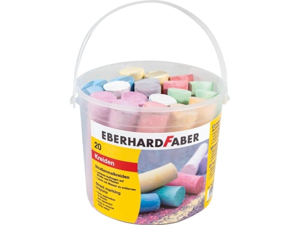 Gadekridt Faber-Castell ass. farver med 20 stk. kridt i spand