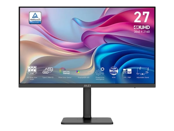 MSI Modern MD272UPHG - LED-skjerm - 27" - 3840 x 2160 UHD @ 60 Hz - IPS - 400 cd/m² - DisplayHDR 400 - 4 ms - HDMI, DisplayPort, USB-C - høyttalere
