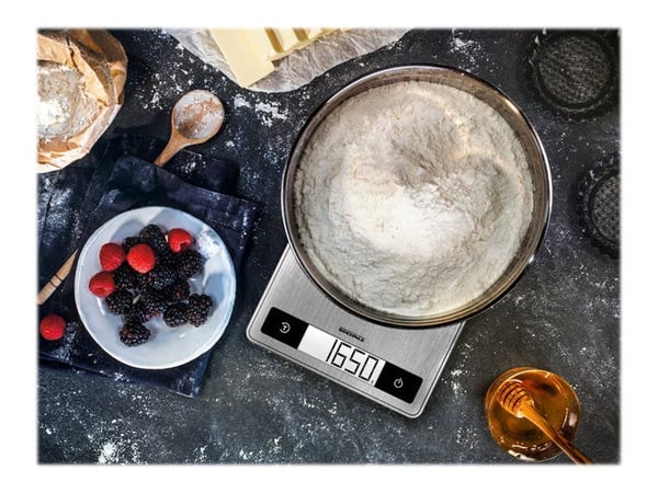 Soehnle Page Profi 200, Sähkökeittiövaaka, 15 kg, 1 g, Ruostumaton teräs, Ruostumaton teräs, Lasi
