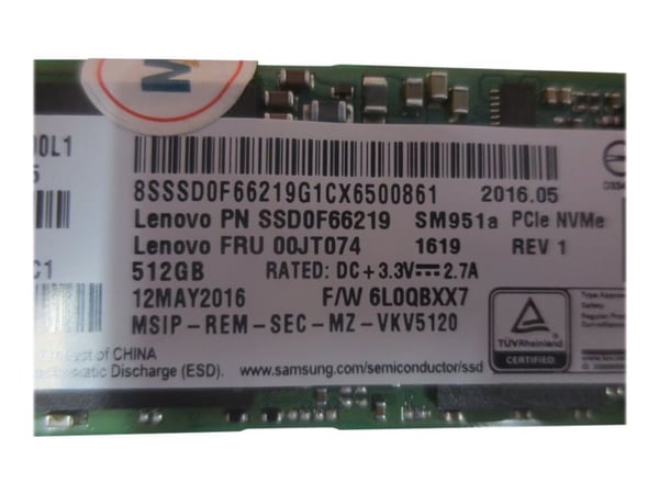 ThinkPad 512 GB PCIe-NVMe SSD 4XB0K48502, 512 GB, M.2