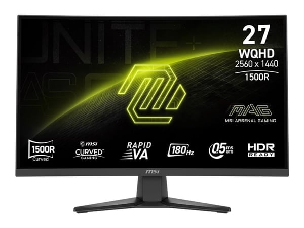 MSI MAG 275CQF E18 - LED-skjerm - gaming - kurvet - 27" - 2560 x 1440 WQHD @ 180 Hz - Rapid VA - 250 cd/m² - 5000:1 - 0.5 ms - 2xHDMI, DisplayPort
