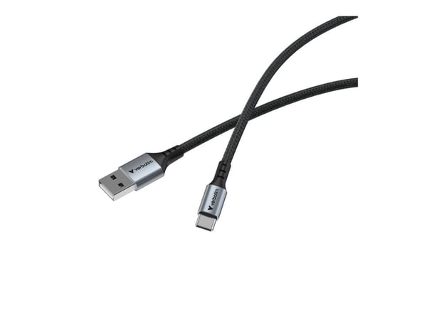 Verbatim Sync and Charge - USB-C / strømkabel - USB-C (hann) til USB (hann) - 1.2 m - braided, Rask lading opptil 18 Watt - svart