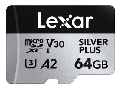 Lexar Professional SILVER PLUS, 64 GB, MicroSDXC, Klasse 3, UHS-I, 205 MB/s, 100 MB/s