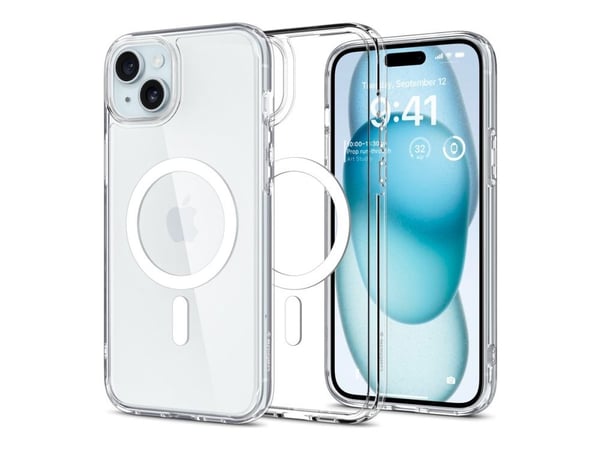 Spigen Ultra Hybrid MagFit - Baksidedeksel for mobiltelefon - MagSafe-samsvar - polykarbonat, termoplast-polyuretan (TPU) - hvit - for Apple iPhone 15