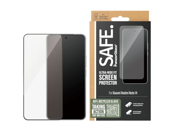 PanzerGlass Safe Ultra-Wide Fit w. Black Frame do Xiaomi Redmi Note 14