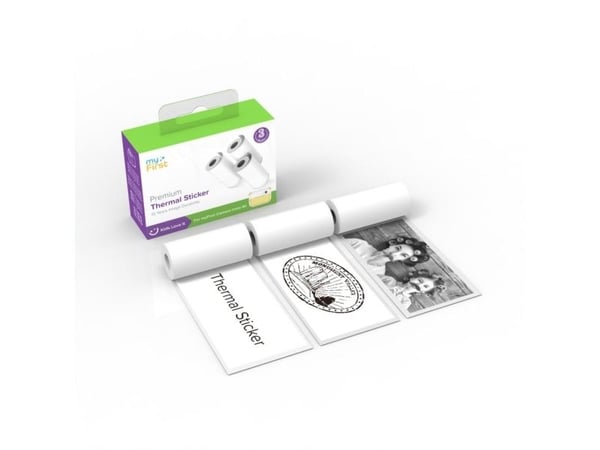 myFirst Camera Insta Wi termiske klistremerker hvit med striper (etiketter) - termiske klistremerker, hvite etiketter til Insta Wi (3 hvite ruller ...