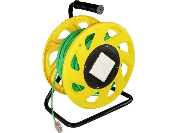 LogiLink nätverkskabelvinda, Cat.7 råkabel, S/FTP, PUR, 60 m gul/grön, med premium PUR-kabel, Cat.7 råkabel 600 MHz råkabel - 1 st (CQ5060S)