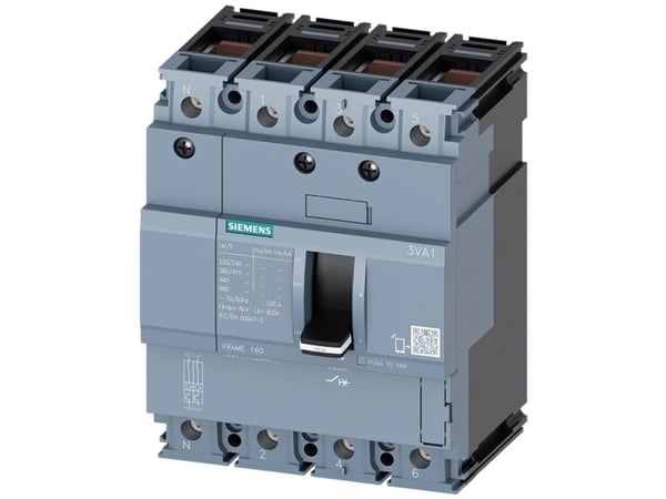 Siemens 3VA1110-3GD46-0AA0 Strömbrytare 1 st Inställningsområde (ström): 100 - 100 A Kopplingsspänning (max.): 690 V/AC (B x H x D) 101,6 x 130 x 7...