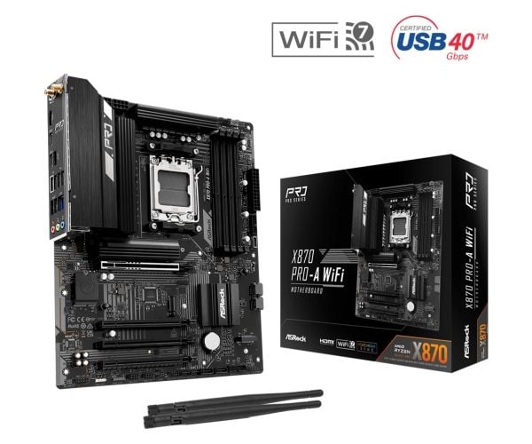 ASRock X870 PRO-A WIFI - Hovedkort - ATX - Socket AM5 - AMD X870 Chipset - USB4, USB 3.2 Gen 1, USB 3.2 Gen 2, USB-C 3.2 Gen 1 - 2.5 Gigabit LAN, W...