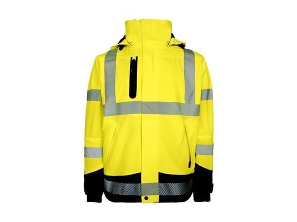 Lyngsøe regnjakke strech L - Hi-Vis Gul åndbar regnjakke i stræk kvalitet