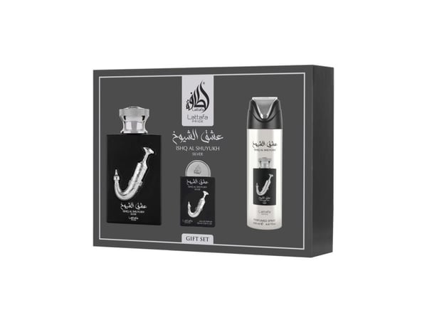 Lattafa Pride Ishq Al Shuyukh Silver EDP 100 ml + EDP 20 ml + DEO VAPO 200 ml (unisex)