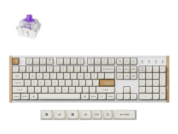 Keychron K10 HE - Tastatur - 100% - full size - bakgrunnsbelyst - trådløs - Bluetooth 5.2, USB - tastsvitsj: Gateron Double-Rail Nebula (hot-swappa...