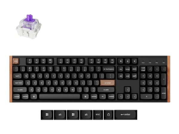 Keychron K10 HE - Tangentbord - 100% - full size - bakgrundsbelyst - trådlös - Bluetooth 5.2, USB - tangentbrytare: Gateron Double-Rail Nebula (hot...