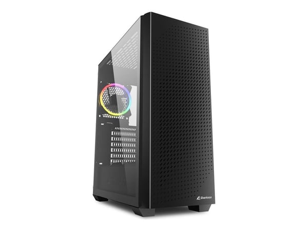 Sharkoon VS9 - ATX-hölje - genomskinlig sidopanel (härdat glas) - ingen strömförsörjning - svart - USB/ljud