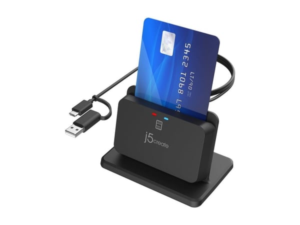 j5create JUR261 - SMART-kortläsare - USB 2.0, USB-C 3.2 Gen 1 - svart - TAA-kompatibel