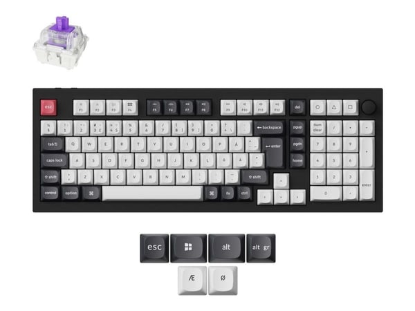Keychron Q5 HE - Tastatur - QMK tilpasset, fullt montert knapp - 96% - bakgrunnsbelyst - trådløs - USB, 2.4 GHz, Bluetooth 5.2 - QWERTY - Nordisk -...
