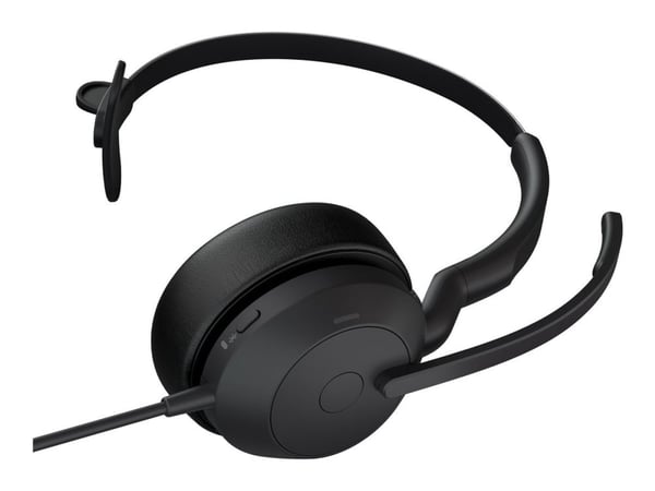 Jabra Evolve2 50 UC Mono - Hodesett - on-ear - trådløs, kablet - aktiv støydemping - USB-C, USB-A - UC-sertifisert