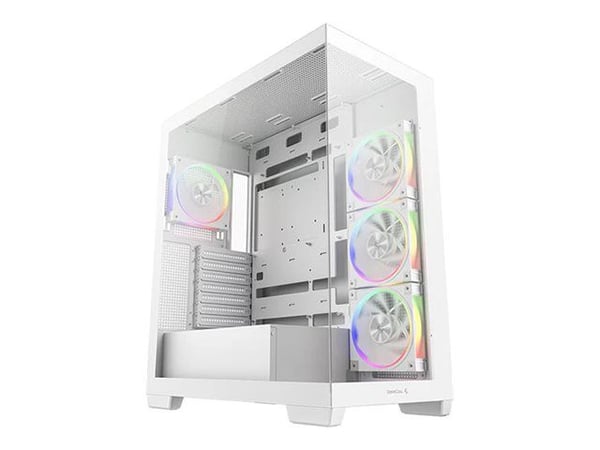 DeepCool CG580 4F V2 WH - Tower - ATX - genomskinlig sidopanel (härdat glas) - ingen strömförsörjning (ATX / PS/2) - vit - USB/ljud