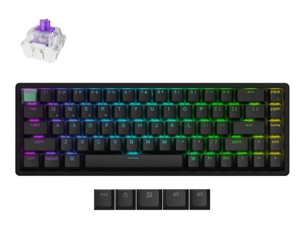 Keychron K6 HE - Standard Version - tastatur - 65% - bakgrunnsbelyst - trådløs - USB, 2.4 GHz, Bluetooth 5.2 - tastsvitsj: Gateron Double-Rail Nebu...