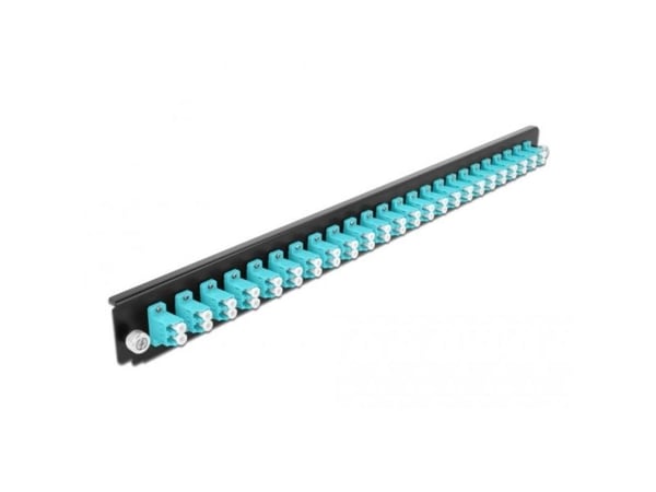Delock - Fiber-optic splice box rack mount panel - front - LC MM X 24 - akvamarin - 1U - 19"